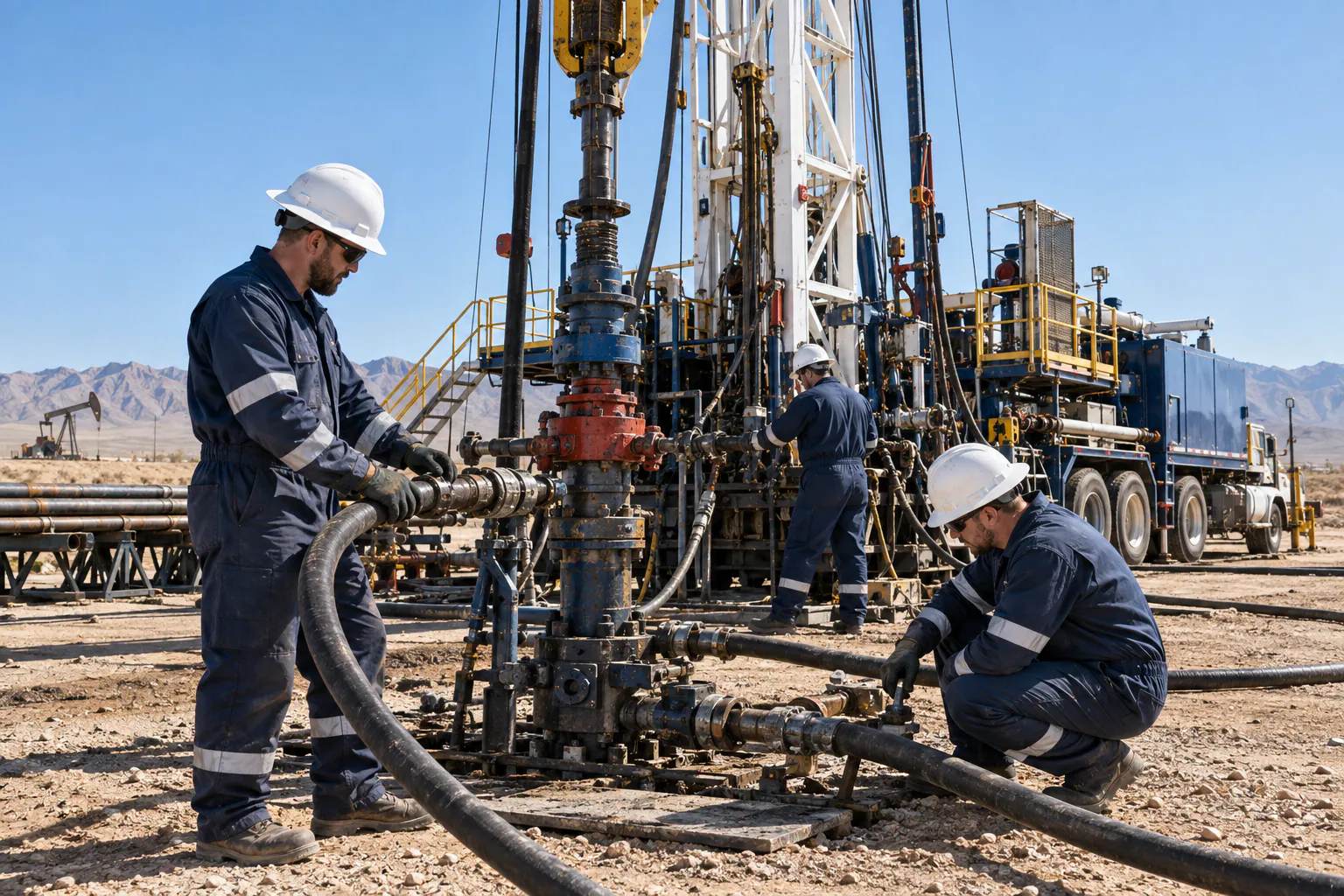 Well intervention rig operating in an oilfield