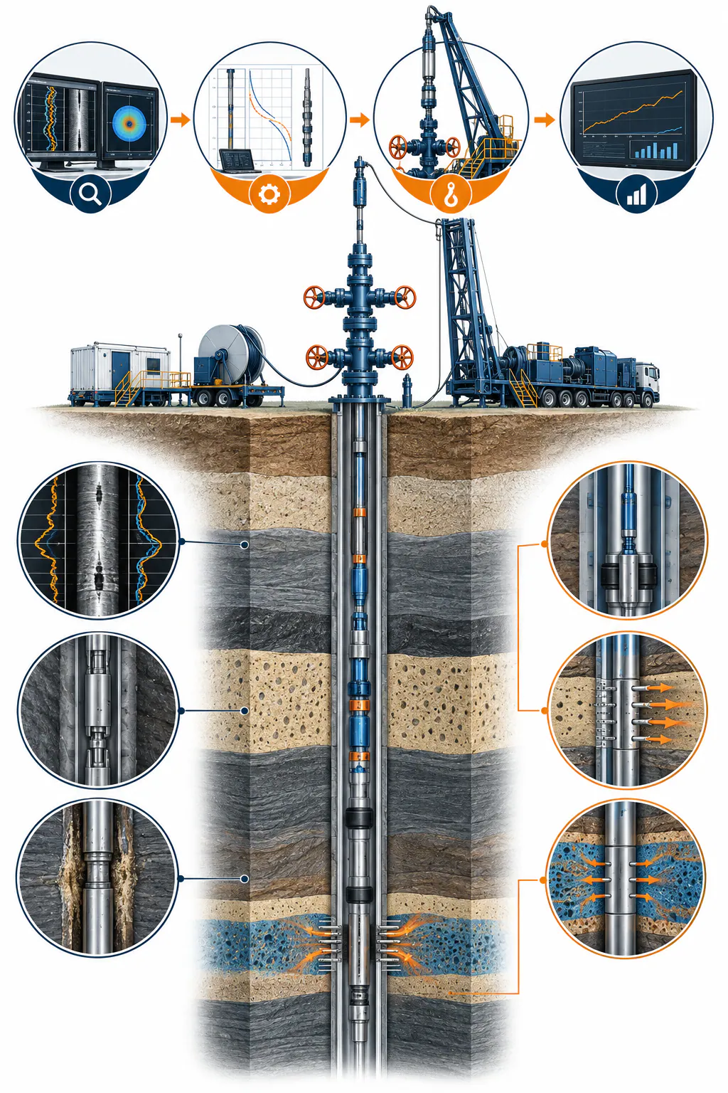 Well intervention rig operating in an oilfield